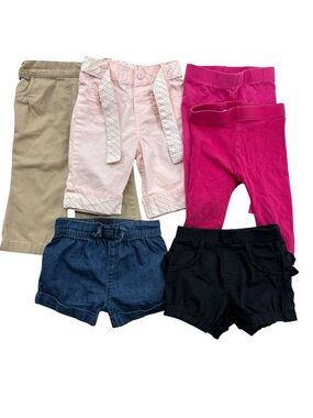 Mixed Girls 6-12 Months Bottoms - Lot of 6 Pcs - 2 Pants, 2 Leggings, 2 shorts